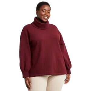Ava & Viv Women's Maroon Plus Size 1X 16W-18W Turtleneck Tunic Sweatshirt NWT